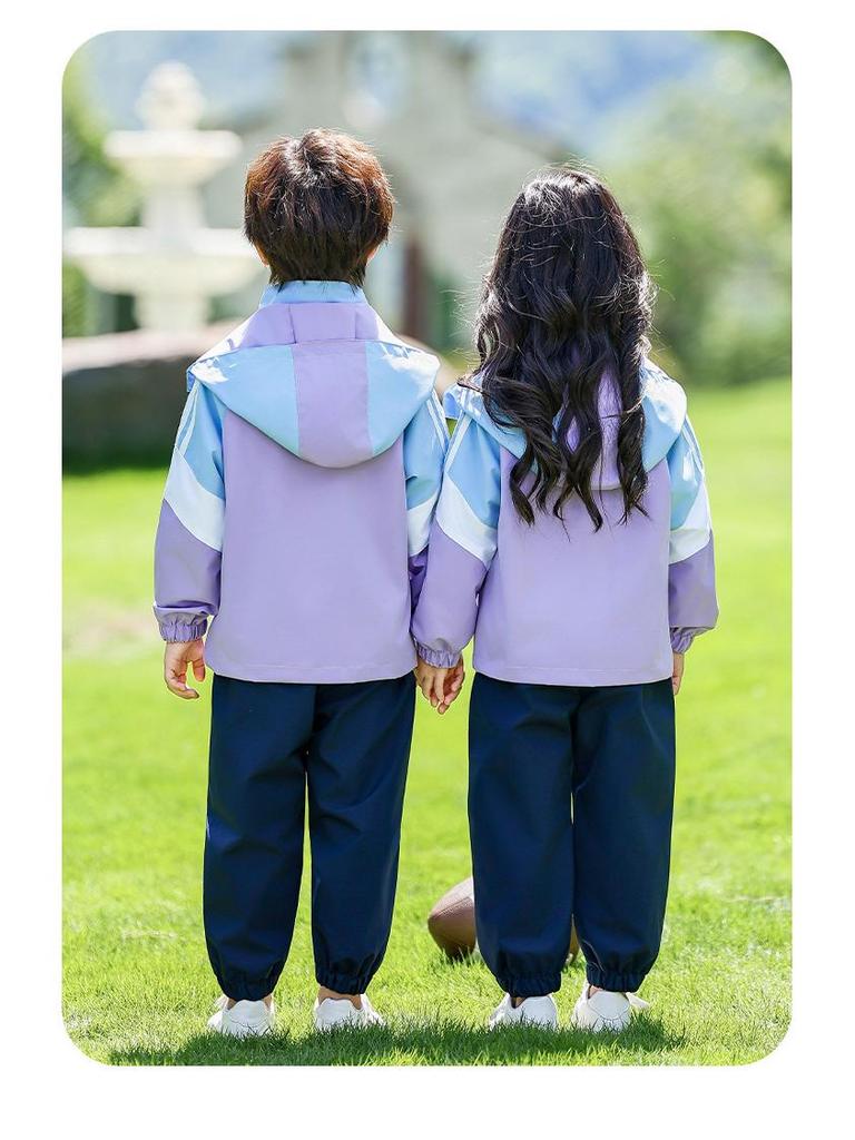 Primary School Windbreaker Three-Piece Uniform Set for Kindergarten and First Grade Students