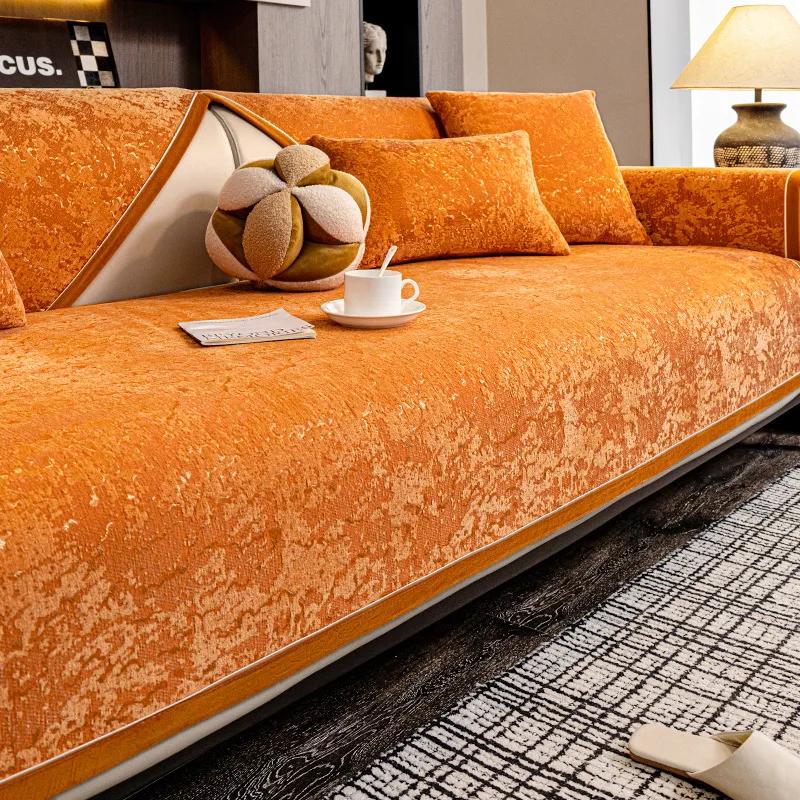Jacquard Chenille Sofa Cover Mat Four Seasons Universal Non-Slip Couch Slipcovers L-shaped Sofa Towel Protector for Living Room