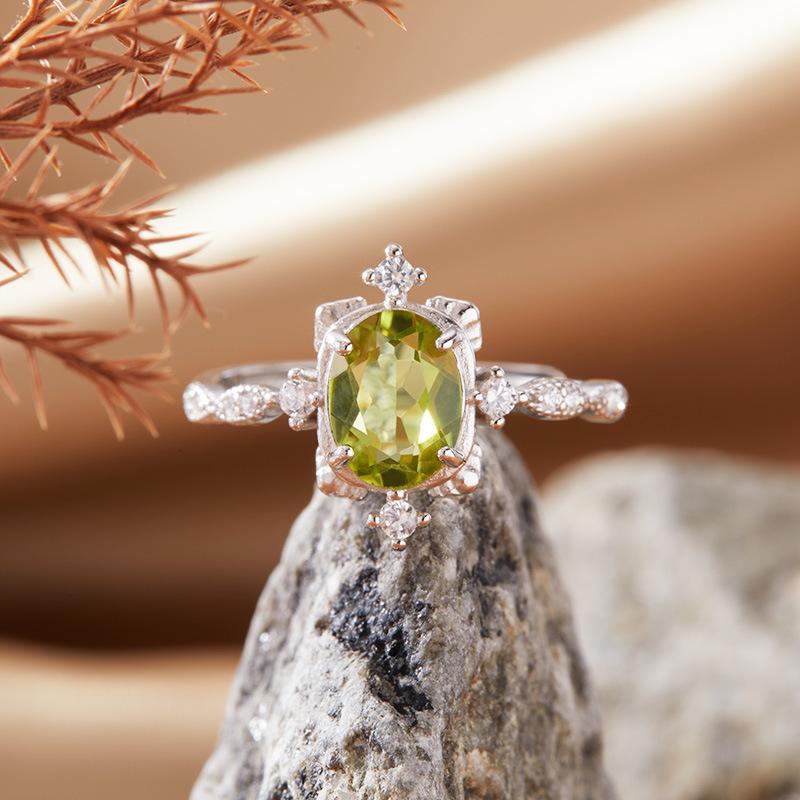 Natural Amethyst Citrine Colored Treasure Ring Women'S S925 Sterling Silver Index Finger Ring Xiaohongshu Earrings