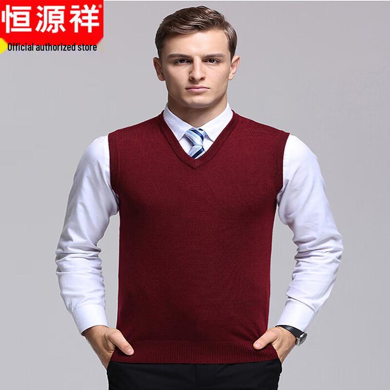 Мужской вязаный жилет Hengyuanxiang с V-образным вырезом в стиле business casual 3XL