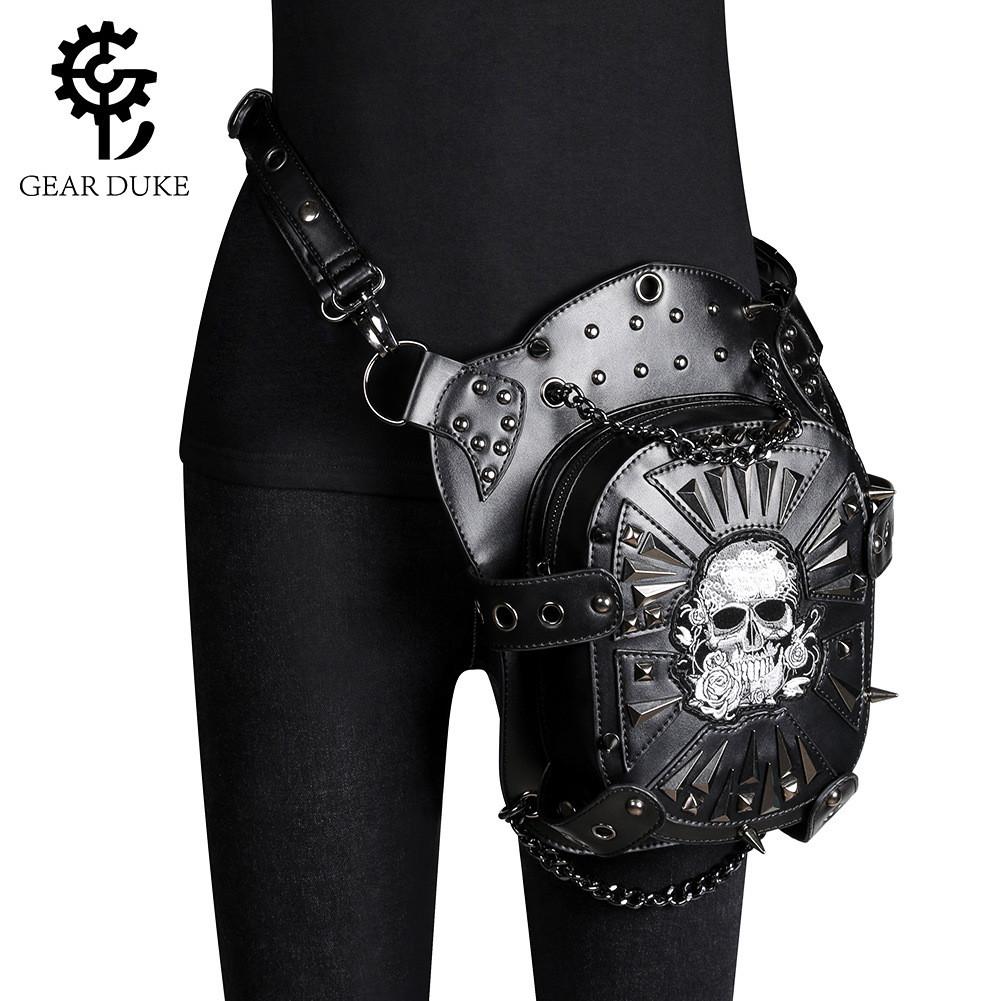 Punk Motorcycle Bag For Women With Pu Material And Chain Strap For Daily Use