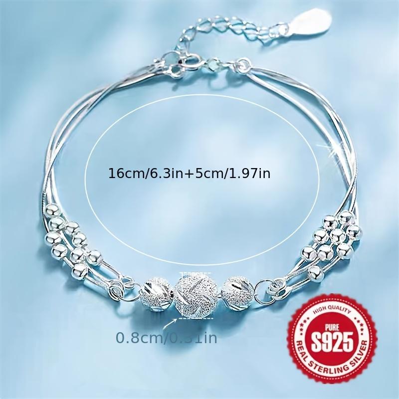 Elegant 925 sterling silver bracelet with delicate small beads and a thoughtful spring clasp design, suitable for daily wear