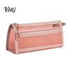 Wear Resistant Stationery Pouch Mesh Pencil Case with Zipper, Double Layer Large Capacity Compact Makeup Brush Holder Organizer, Transparent