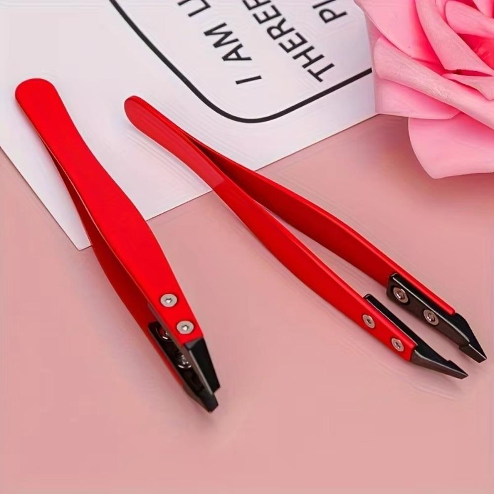 Zirconia Ceramic Eyebrows Tweezers Stainless Steel Tips Edges Eyelash Tweezers Pointed Tweezers Eyebrows Beards Hair