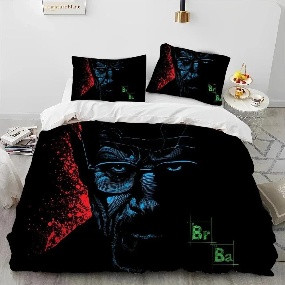 3D Breaking Bad Walter Hartwell Comforter Bedding Set,Duvet Cover Bed Set Quilt Cover Pillowcase,King Queen Size Bedding Set Boy