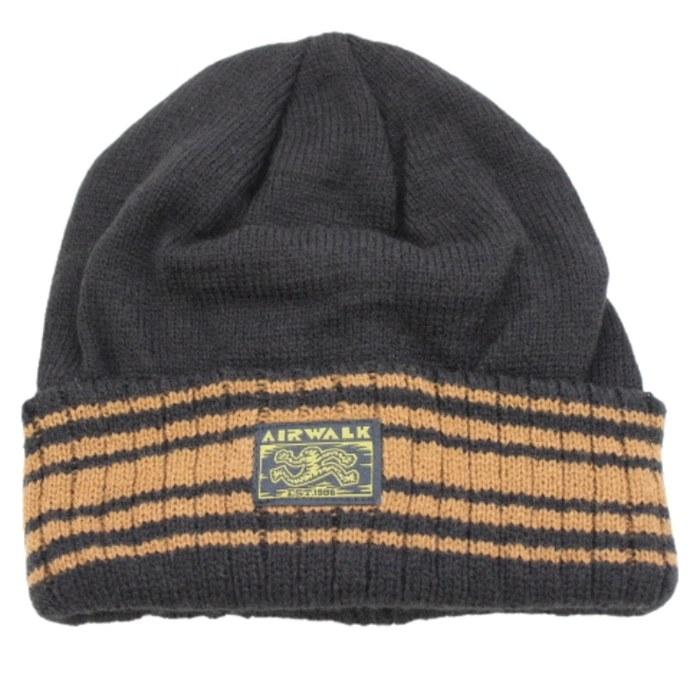 [Airwalk] Unisex Knit Cap (Acrylic, Brand Logo) [270AN36] BLK FR Black