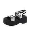 2025 new thick-soled belt buckle new Roman sandals women's fashion versatile muffin shoes go out in summer