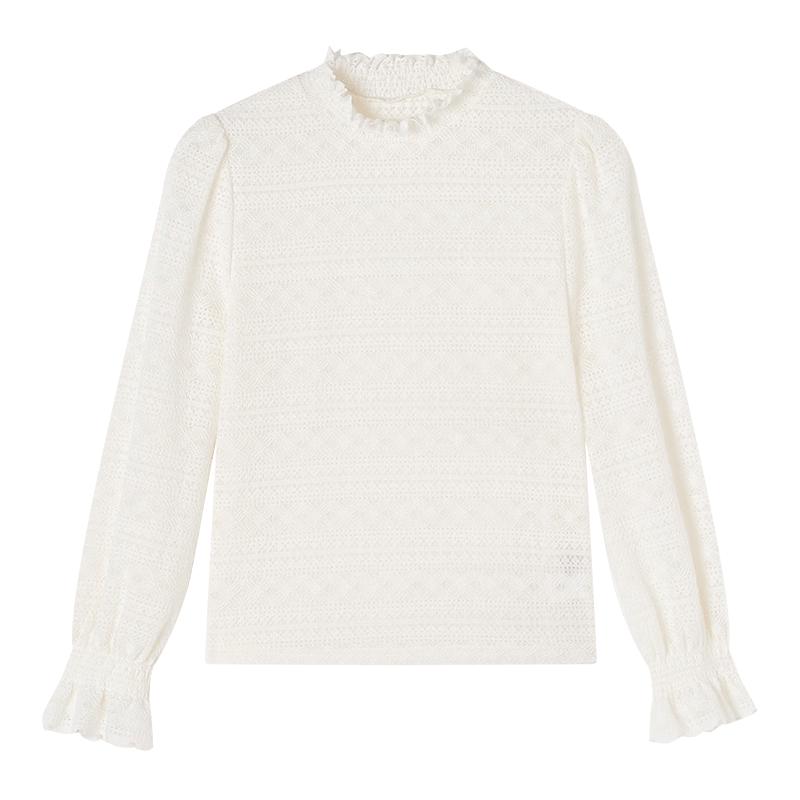 Women's Elegant Lace Mock Neck Long Sleeve Top