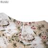 ZANZEA Women Casual Round Neck Loose Long Sleeve Print Long Dress
