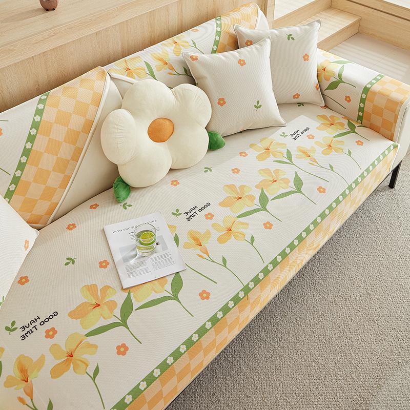 Pernă de canapea din mătase de gheață de vară cu desene animate Covorașa de dormit de vară nouă Perne de scaun antiderapante husă de canapea din piele prosop