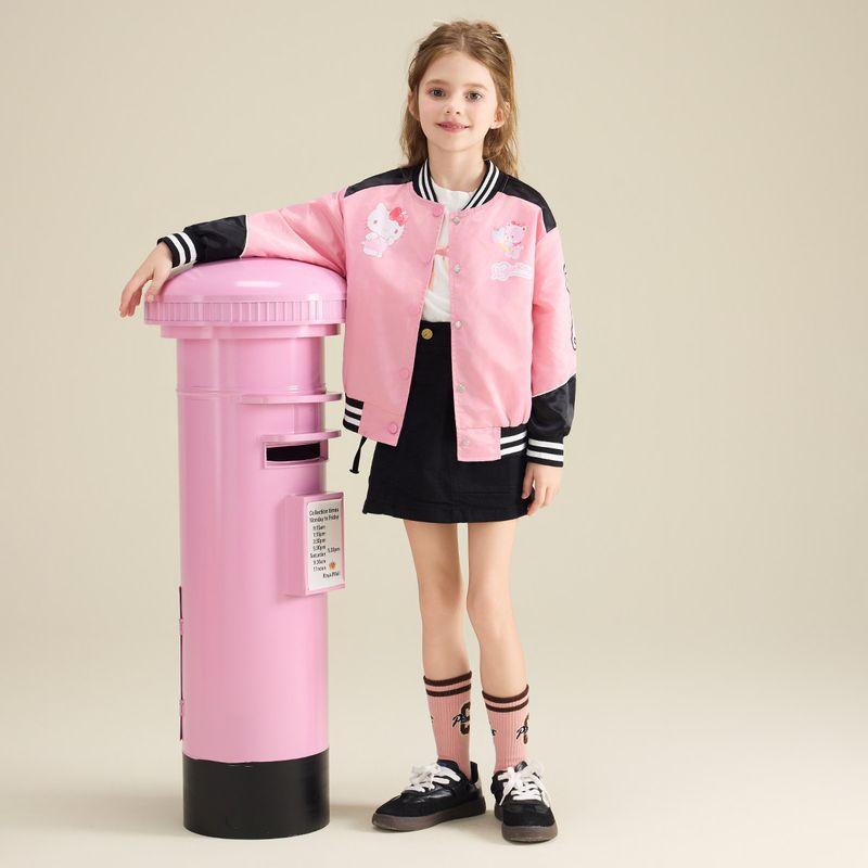 Girls' Autumn Coat 2024 New Arrival Hello Kitty Medium and Large Children's Clothing 3-12 Years Old Little Girl Fashionable Sports Baseball Uniform