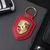 High Quality PU Leather Car Keychain Shield Alloy Keyring Pendant Gift For Porsche Cayenne Panamera Macan Boxster Cayman Sticker Mszh62