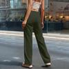 Women's Color Button Loose Sports Casual Workwear Pocket Trousers