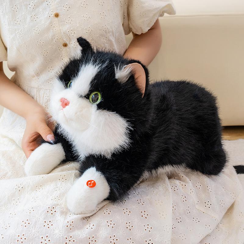 New Cute Simulation Lie prone Posture Cats Plush Toys Stuffed Soft Animal Cat Dolls for Children Baby Party Decor Birthday Gifts