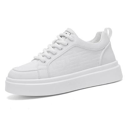 Men's Shoes Spring Leather Surface Small White Shoes Trend Small White Board Shoes Soft Sole Thick Sole Height Increase Versatile Sports Shoes
