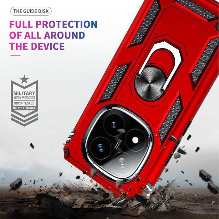 Skal - E.F.CONNECTION - För Xiaomi Redmi Note 14 Pro+ 5G - Hårt - Rött - Med 360° vridbar ring
