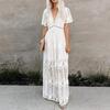 Abito Lungo Ricami Pizzo Patchwork Vestibilità Larga Abito da Donna per la Vita Quotidiana