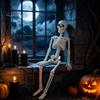 Mänskligt skelett i naturlig storlek för Halloween-dekoration, 3 fot Hela kroppen Ben, Realistiska Positionerbara Festdekorationer med Rörliga Leder Gård, Veranda,