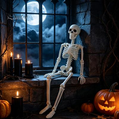Life Size Human Skeleton for Halloween Decoration, 3Ft Full Body Bone, Realistic Posable Party Decorations with Movable Joints Yard, Porch,