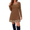 Women's Casual Round Neck Long Sleeve Plaid Patchwork Tunic Top Mid Length Blouse for Daily Wear
