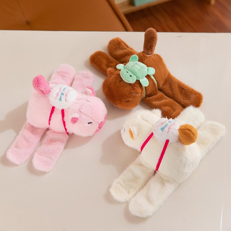 Capybara Clap Circle Toys Slap Snap Wrap Wristband Bracelet Stay Wire Rotate Tail Capybara Plush Doll Hand Ring Fun Circles Gift