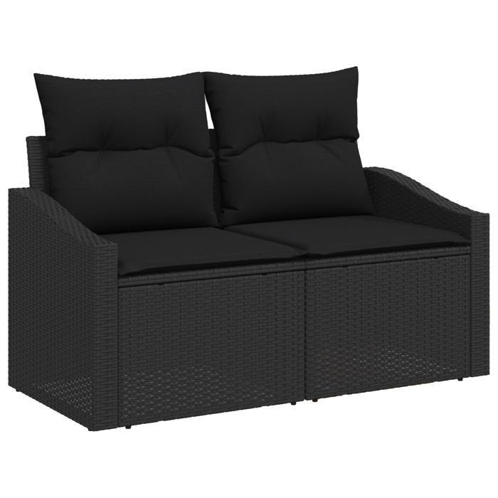 VidaXL Ensemble de canapé de jardin 7 pièces avec coussins Noir Poly Rattan 3358522