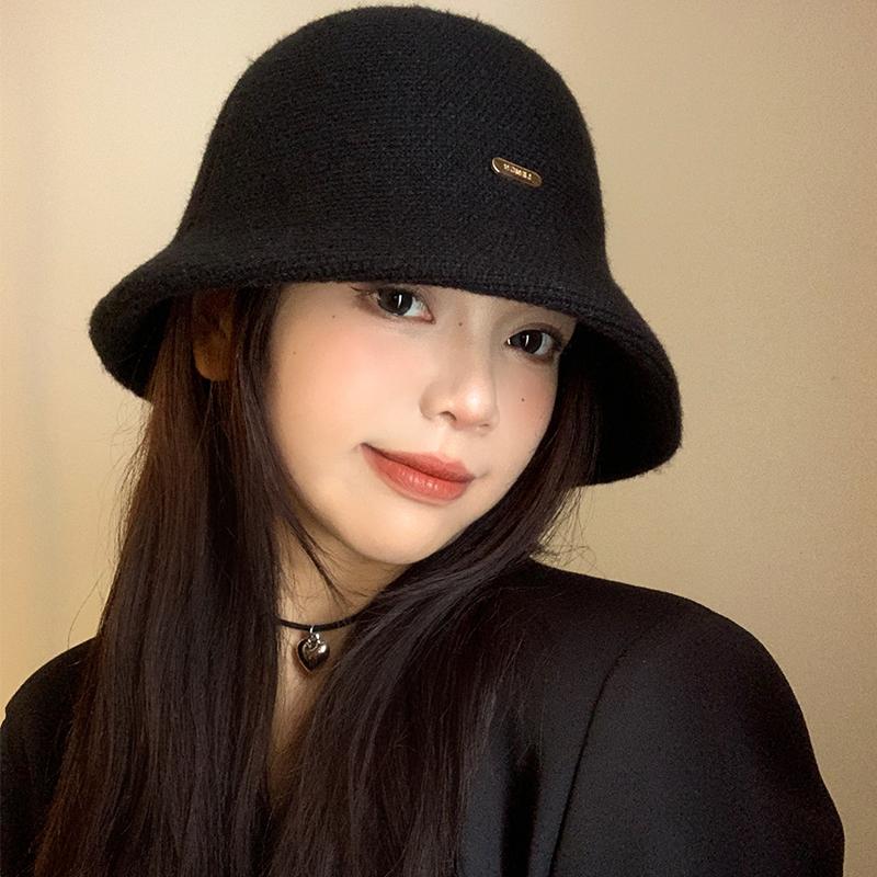 

Панама женская осенне-зимняя шерстяная ретро универсальная спереди длинная сзади короткая модная с широкими полями для круглого лица теплая защита лица шляпа-ведро Adult (56-58cm) чёрный