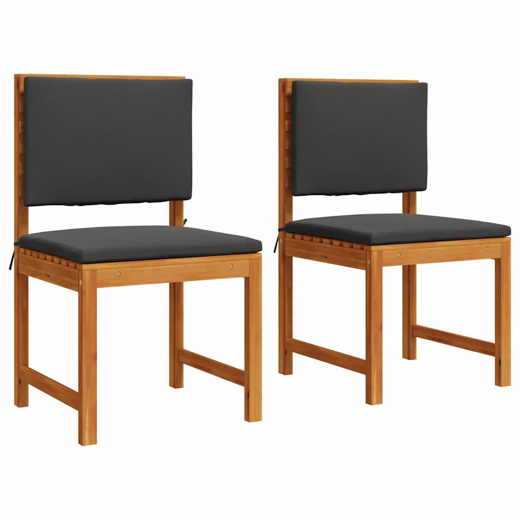 Garden Chair with Cushion 2 Pcs Brown Solid Acacia Wood