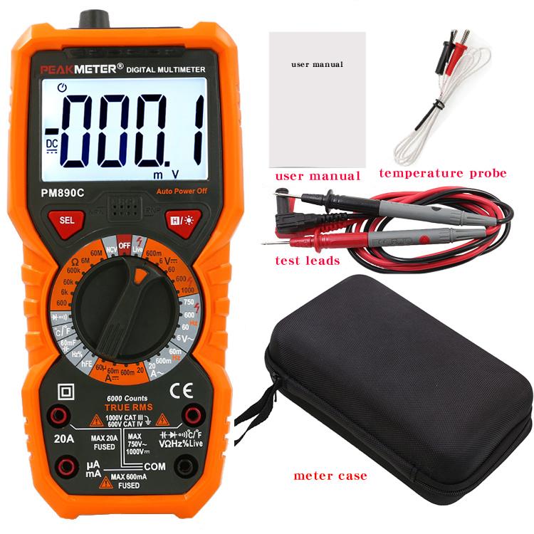 PEAKMETER PM18C Überlastschutz Multimeter, Hochpräzises Digitalanzeige-Multimeter für Elektriker und Haushaltsspannung