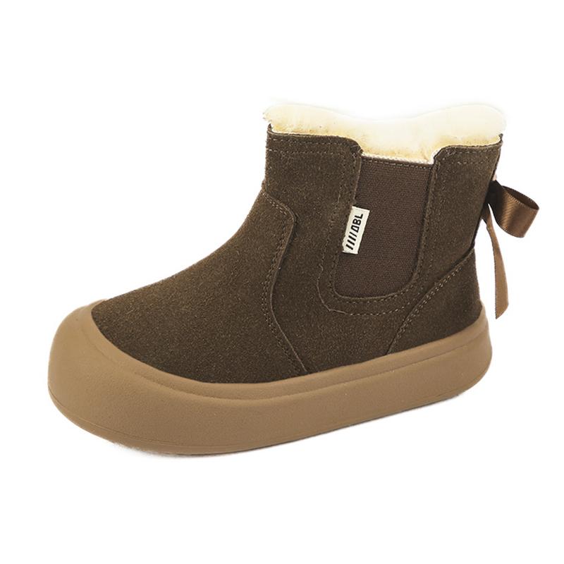 

Kids Snow Boots Winter Toddler Woman Warm Fur Chelsea Ankle Boots Baby Children Girls Winter Shoes Soft Sole 31 коричневый