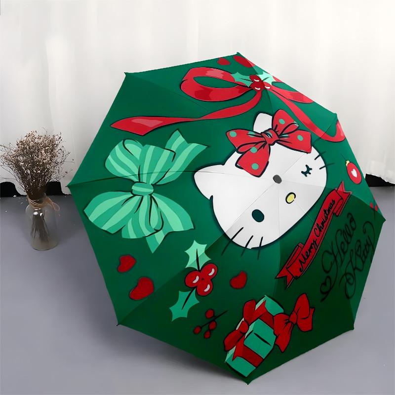 1pc Christmas Hello Kitty Decorations Umbrella with Plastic Handle,Suitable for All Seasons Home Travel Outdoor UmbrellaSanlio273