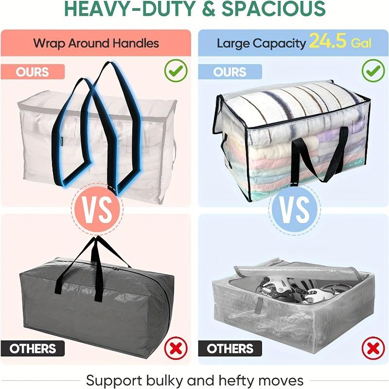 1/3PCS Oversized Moving Bags - Heavy-Duty Storage Tote with Reinforced Handles | For Clothes & Moving Supplies