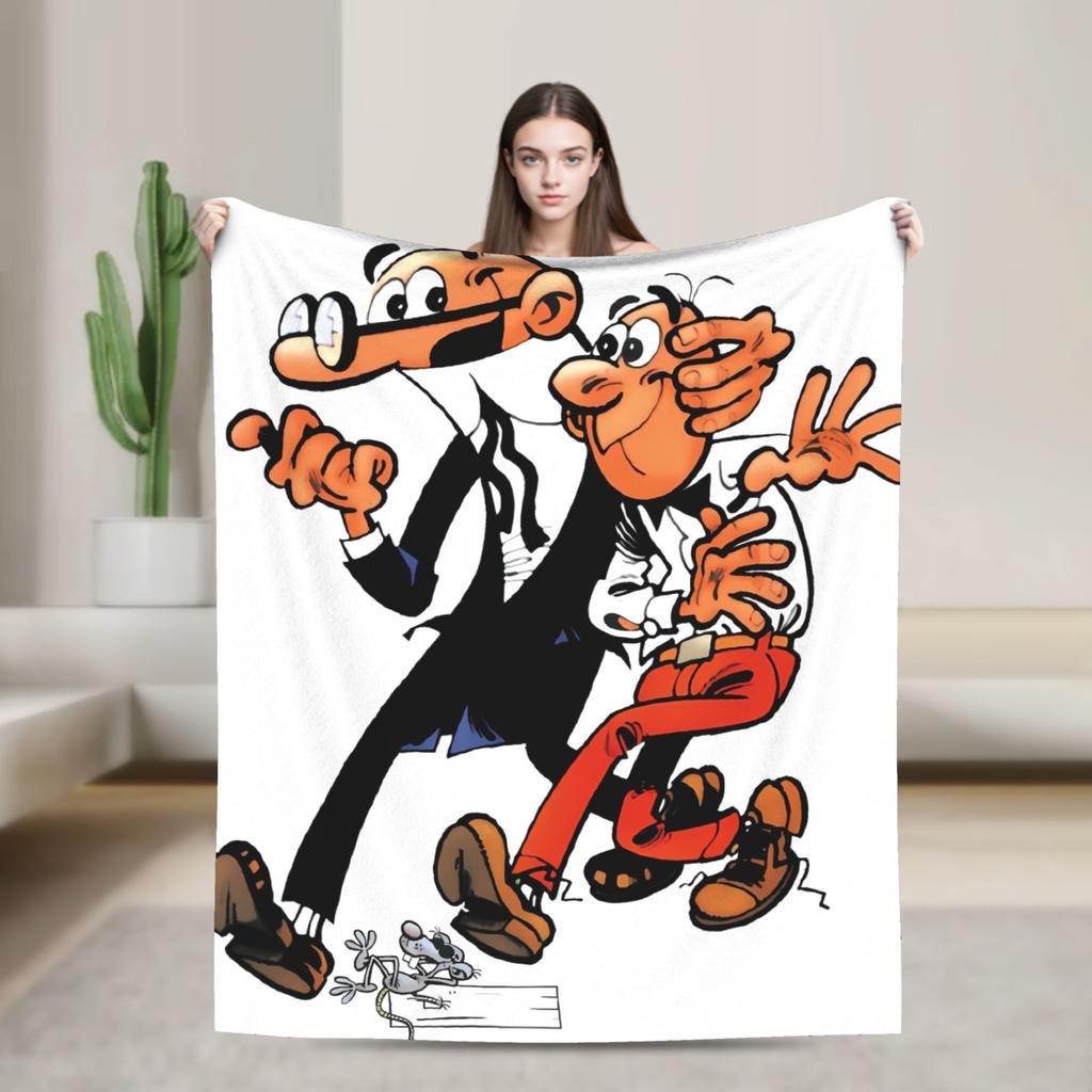 Mort & Phil Mortadelo y Filemón Blanket  Warm Soft Graphic Plush Throw Blanket For Home Decor Picnic Flannel Bedspread Bed Cover