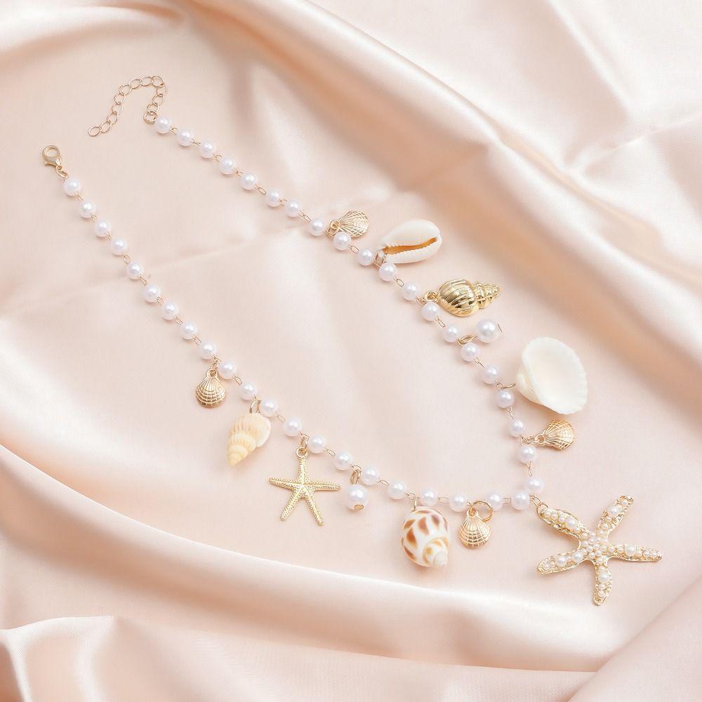 Bohemian Women's shell Bracelet Necklace Body Jewelry Shell Starfish Bodychain  Beach Accessories