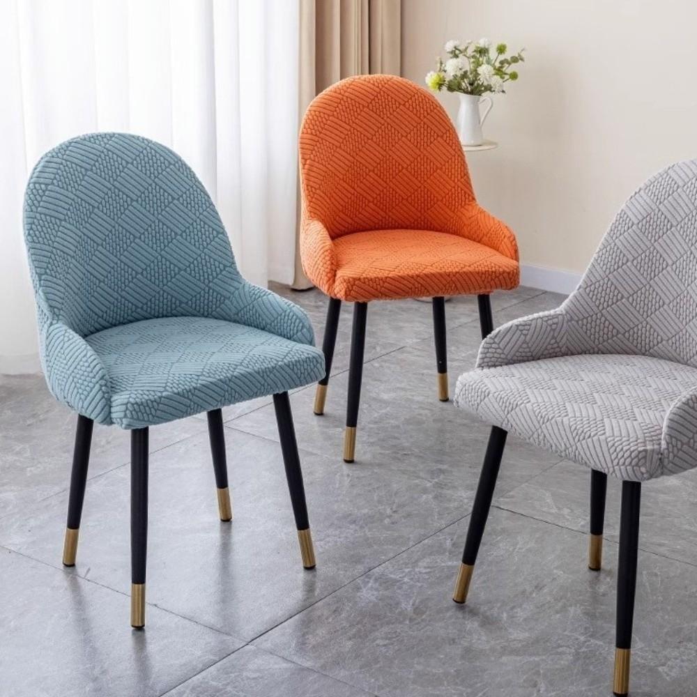 Elastic Stretch Curved Armchair Slipcover Knitted Patterned Solid Colour Chair Cover Non-slip Washable Armchair Cover