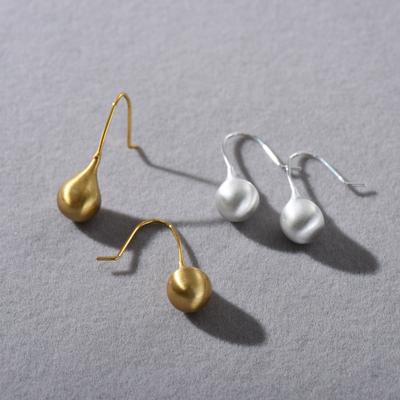 Simple Geometric Water Drop Hand Brushed Hanging Stud Earrings, High-End Design, Light Luxury Temperament Earrings For Women
