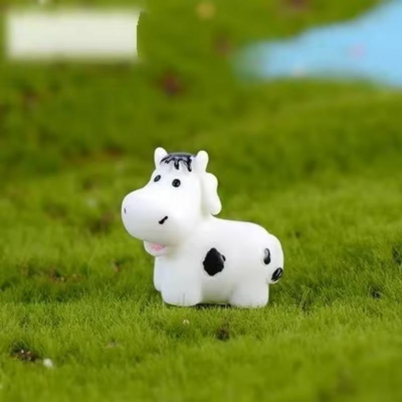 3PCS Cow Family Mini Animal Statue Model Car Ornament Craft Bonsai Decor Miniature Home Fairy Garden Decoration DIY Accessories