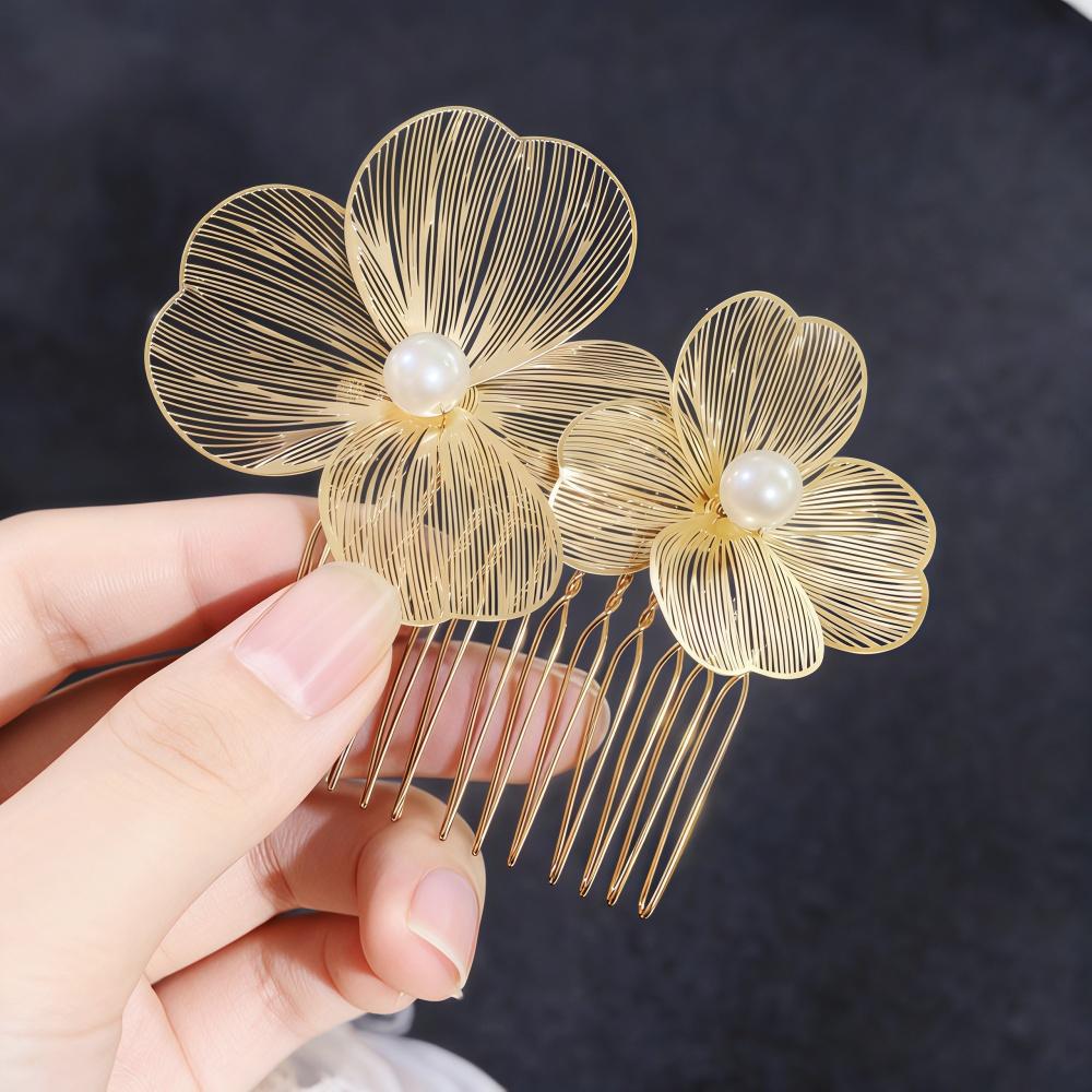 Metal Handmade Flower Hair Comb Pins Wedding Bridal Styling Hair Clip Pins Fashion Insert Hairpins Hair Accessories Gifts