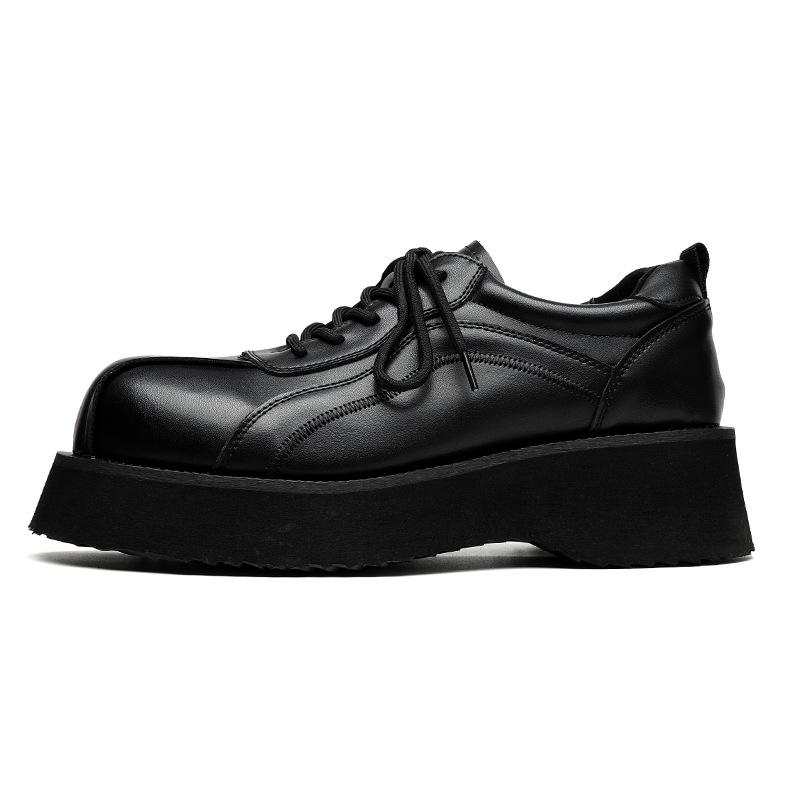 

Весна 2024 Мужские туфли на низком каблуке с круглым носком для официальных мероприятий - Универсальный британский стиль Size 41 чёрный