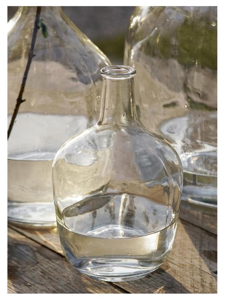 Large Transparent Japanese Andromeda Glass Vase - Thin-Neck, Big-Belly Design for Living Room Decor