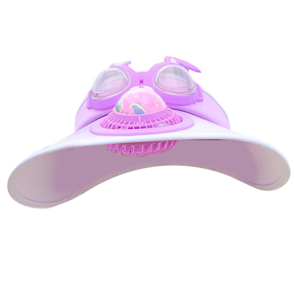 Cartoon Sun Protective Fan Hat for Kids USB Chargeable Cooling Fan Hat Long Brims Hat Outdoor Camping Hiking Sunproof Hat