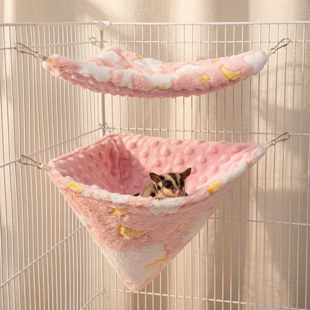 2Pcs/Set Comfort Sugar Glider Nest Flannel Velvet Hamster Cage Fashion Pet Hammock Pet Cage
