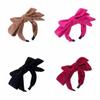Sweet Corduroy Bowtie Headband Wide Solid Color Bowtie Hair Hoop Large Hair Band Wash Face Hairband Makeup