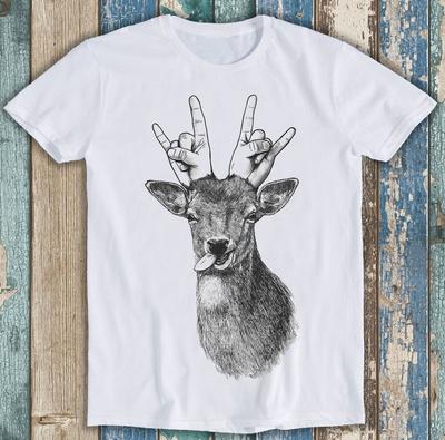 Party Deer Heavy Metal Sense Of Humor Funny Gift  Tee T Shirt M1522