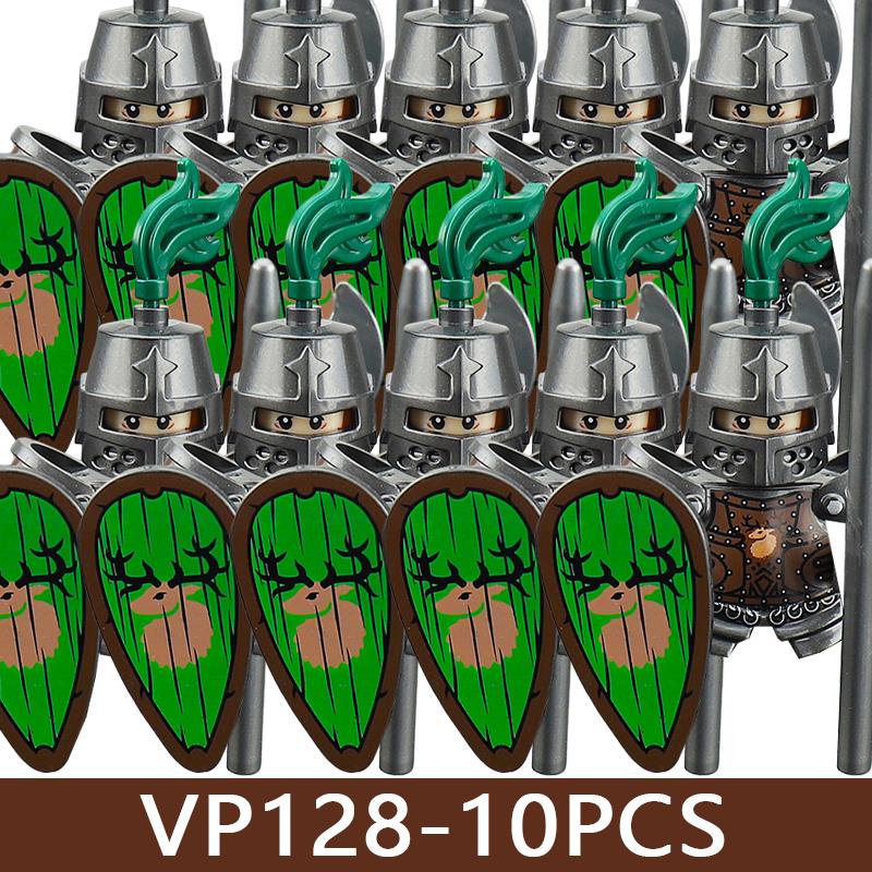 Medeltida Slottssoldat Figurer Byggklossar Militär Armé Riddare Romersk Krigare Infanteri Milis Orcher Tillbehör Klossar Leksaker