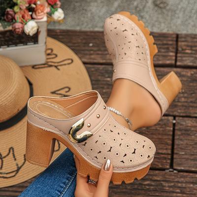 Women's Fashion Clogs & Mules, Multi-Color Stylish Perforated Footwear, Comfortable Shoes, Must-Have Shoes for Fashion-Forward Women, Women Shoes