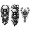3pcs Temporary Tattoo Tattoo Skull Realistic Temporary Tattoos Skull And Rainbow Crow Skeleton Black And Grey Realism For Men