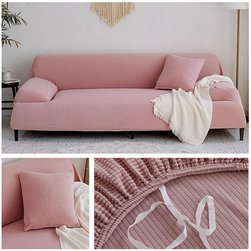 Autumn/winter sofa cover thickened warm solid color elastic plaid living room corner sofa cover furniture protective cover