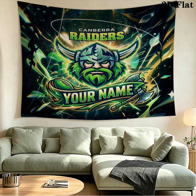 Custom Name Canberra Raiders2 Printed Tapestry – Wall Hanging for Bedrooms, Dorms, and Home Decor