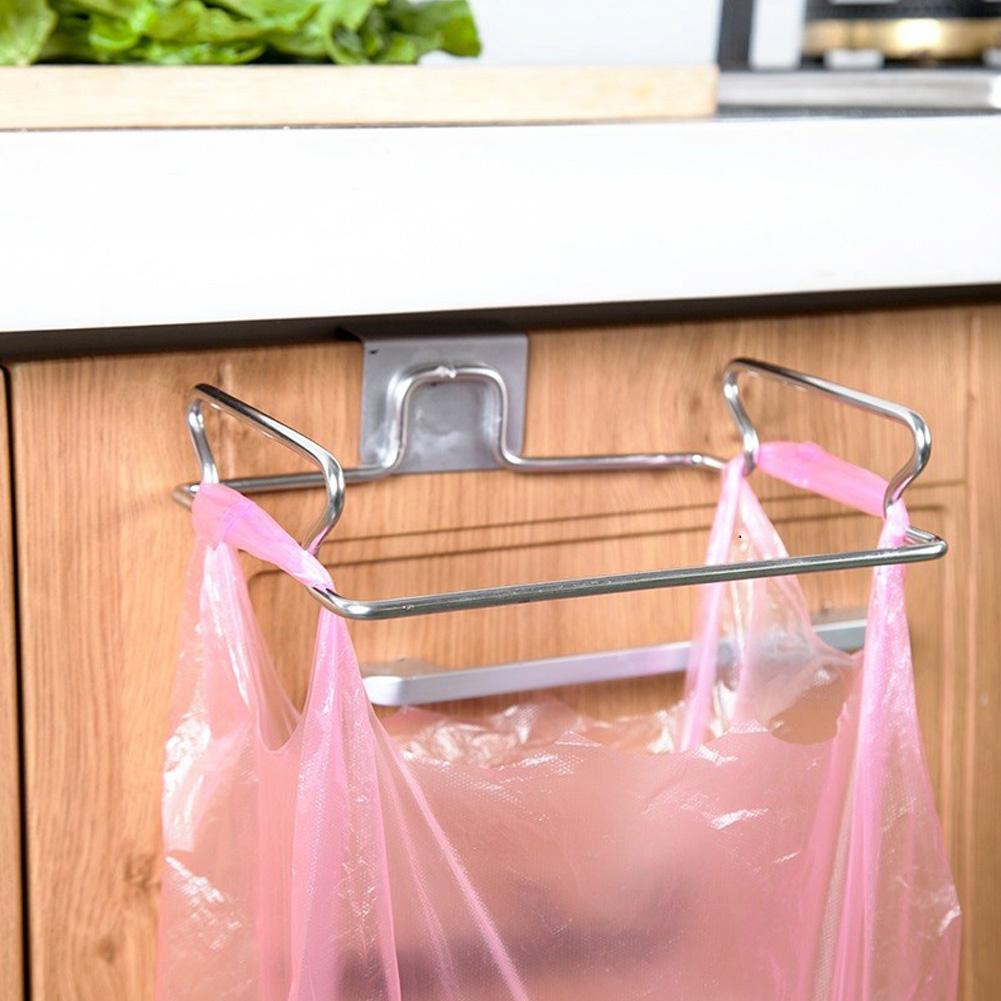 

Stainless Steel Door Back Kitchen Garbage Trash Bag Holder Hanging Rack Bracket